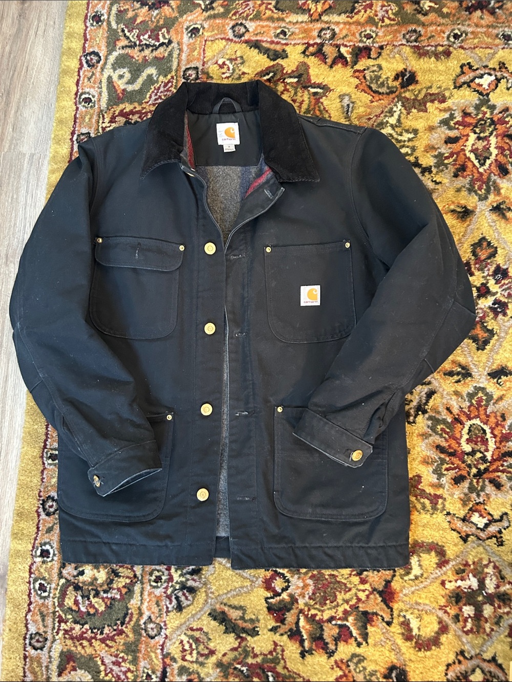 Carhartt Black Duck Chore Jacket with Corduroy Collar SZ small